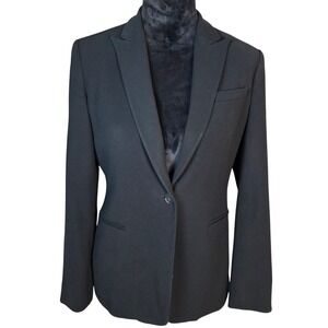 Calvin‎ Klein Womens One Button Black Tailored Blazer Jacket Classic Workwear 6P
